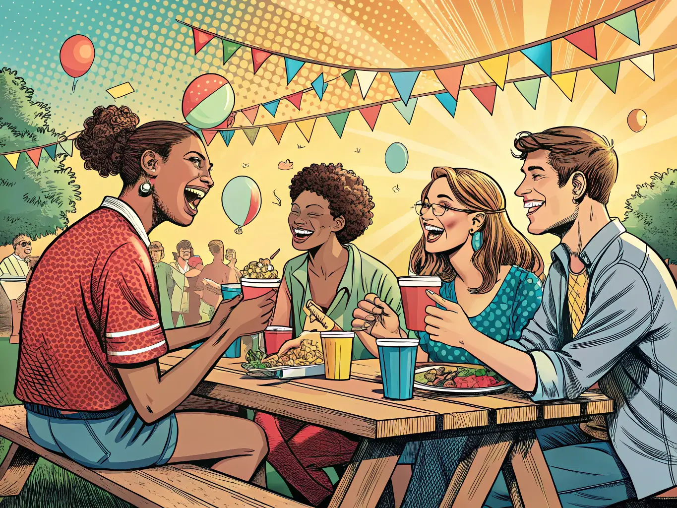 A photo of CLUB MOUCHE DE BOURGES members gathered at a social event, sharing stories and experiences while enjoying food and drinks in a relaxed and friendly atmosphere.